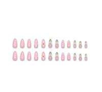 Faux Ongles Carrés Courts, 24 Pièces, Avec Design, Trèfle À Quatre Feuilles Vert D'été, Ensemble D'ongles À Pression Kit Manucure(Y2)