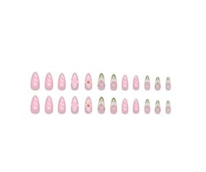 Faux Ongles Carrés Courts, 24 Pièces, Avec Design, Trèfle À Quatre Feuilles Vert D'été, Ensemble D'ongles À Pression Kit Manucure(Y2)