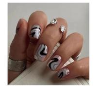 Faux Ongles Carrés Courts, 24 Pièces, Fée Française, Rose, Paillettes, Or, Diamant, Veines De Colline, Couverture Complète, À Pression Kit Manucure(Y38)
