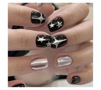Faux Ongles Carrés Courts, 24 Pièces, Fée Française, Rose, Paillettes, Or, Diamant, Veines De Colline, Couverture Complète, À Pression Kit Manucure(Y16)