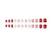 Faux ongles carrés courts à presser avec pointes françaises pailletées et motif de cœur - Manucure de Saint-Valentin, salon de bricolage à domicile, fête prénuptiale pour femme - Faux ongles