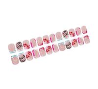 Faux ongles carrés courts avec motif lettre à presser sur les ongles pour la Saint-Valentin, les célébrations des ongles, accessoires d'application rapide