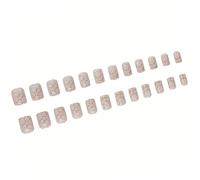 Faux ongles carrés courts et élégants pour femme avec imprimé flocon de neige - Décoration pour les fêtes de fin d'année