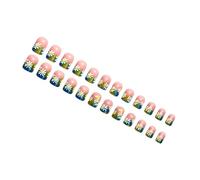 Faux ongles carrés courts inspirés du printemps, 24 pièces, élégant de marguerites dorées et brillantes pour le nouvel an, Gerbera, sabots en poudre d ' or