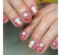 Faux ongles carrés French Tips à coller sur bâton Fleur Presse Faux Faux Faux pour Femmes Cercueil Amande French Tip Nail