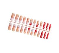 Faux ongles carrés longs à presser pour la Saint-Valentin avec motif cœur