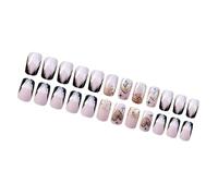 Faux ongles carrés moyens à presser pour la Saint-Valentin, faux ongles French Tip en forme de cœur, couverture complète, ongles à coller sur les ongles