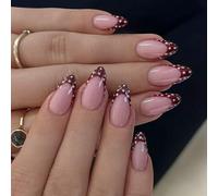 Faux ongles classiques French Tip Bordeaux à pois blancs en ABS Design élégant