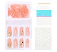 Faux Ongles Conseils Réutilisable Couverture Complète Faux Ongles Artificiels Accessoire de Manucure Kit de 24 Pièces avec Lime à Ongles à Colle Gelée pour Mariage Bal Date (F745-11)