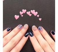 Faux Ongles Coquille D'étoile De Mica Tachée De Cristal Bleu De Mer Porter Court Mignon Tête Ronde Faux Ongles Manucure Produit Fini(72pcs)