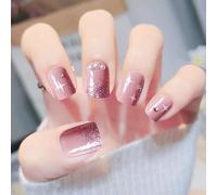 Faux Ongles Couleur De Pâte De Haricot Douce De Printemps Et D'été Portant La Pièce D'ongle De Diamant D'étoile De Manucure A Fini Le Faux Patch Détachable D'ongle(72pcs)