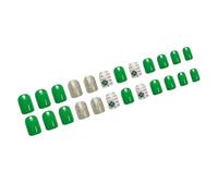 Faux ongles courts, 24 pièces, Design vert clair, français élégant, ABS artificiel, pour une Application facile, faux convivial