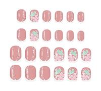 Faux Ongles Courts avec Application Press-On - 24 pièces artificielles à motifs floraux roses à coller - Ongles artificiels à presser - Pour Épouse, Filles et Jeunes Femmes, sa Mère, Amis, Famille, Pe