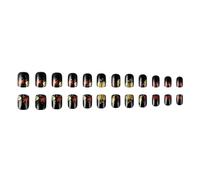 Faux ongles courts avec feuilles d'érable à presser - Ongles en acrylique festifs - Faux ongles pour vêtements de vacances