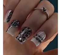 Faux ongles courts carrés à coller Motif léopard