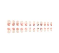 Faux ongles courts carrés à presser pour la Saint-Valentin - Motif cœur scintillant - Dentelle française à coller sur les ongles - Manucure
