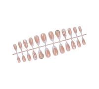 Faux ongles courts en acrylique à pression, 24 pièces, motifs cœur brillants, amande, pointe française, adaptés fêtes et mariages