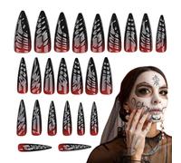 Faux ongles d’Halloween, presse d’Halloween sur les ongles moyens | Ongles artificiels effrayants | Presse brillante sur les ongles colle sur les ongles dégradé moyen bâton sur les ongles en 12 tai