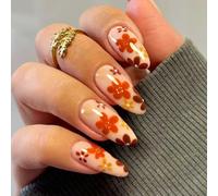 Faux ongles d'automne couleur chaude à presser réutilisables pour différents styles de tenues Marron