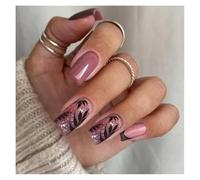 Faux Ongles De Ballet Mi-longs, 24 Pièces, Motif D'amour Rouge, Design À Pression, Manucure En Cercueil Fini Décorations Manucure(Y28)