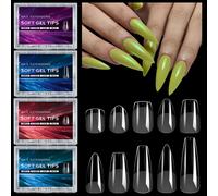 Faux ongles de luxe en Gel doux, Capsules semi-mates, cercueil français d'amande, couverture complète, Extension d'ongles artificiels BMS04