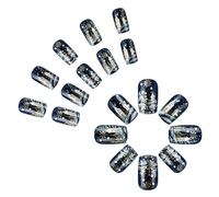 Faux ongles de Noël à coller avec flocons de neige brillants - Couverture complète - Accessoires pour femmes