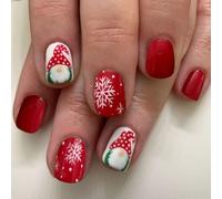 Faux ongles de Noël artificiels à coller sur un flocon de neige blanc à presser sur un motif de Père Noël