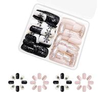 Faux Ongles De Noël Bâton Flocon Neige Et Blanc Manucure Pour Les Réunions Vacances Et Les Célébrations Décorations D'ongles