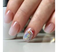 Faux ongles de Noël blancs dégradés pour l'hiver, couverture complète, ongles à coller sur les ongles, bonhomme de neige