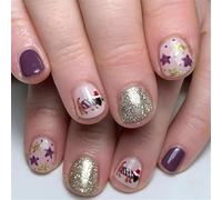 Faux ongles de Noël carrés courts en forme d'étoile scintillante - Couverture complète - À coller sur un joli chien - Étoile scintillante - Couverture complète - Faux ongles de Noël