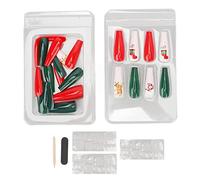 Faux ongles de Noël, lot de 30, motif Père Noël élégant, ongles artificiels couvrants pour les fêtes de Noël et la décoration, en ABS. (0070 LJ04)