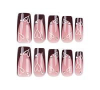 Faux ongles de saint-valentin avec en forme de cœur d'amour, finition brillante, à pression, manucure artificielle carrée, bâton sur les ongles