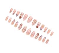 Faux ongles de Type presse florale, avec Texture de marbre, finition brillante, Art des ongles, adhésif facile, faux ABS pour femmes