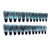 Faux ongles dégradé bleu noir, ongles press on forme coffin, faits main, à porter pour femme, 11 x 6 x 1 cm, 4,3 x 2,4 x 0,4 pouces