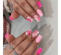 Faux ongles délicats à motifs floraux hypoallergéniques - Solution de manucure instantanée pour les peaux sensibles et les modes de vie occupés - Accessoires tendance pour femme
