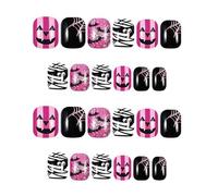 Faux ongles d'Halloween, ongles d'Halloween à coller | Faux ongles en gel - Presse à paillettes courtes sur les ongles maman et chauve-souris Halloween faux ongles colle sur les ongles pour la décorat
