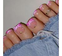 Faux Ongles D'orteil Avec Des Motifs D'étoiles En Plastique Brillant Pour Femmes Fête Usage Quotidien Facile À Appliquer Kit De Nail Art De Voyage