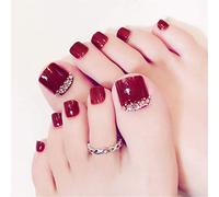 Faux Ongles D'Orteil, Faux Ongles D'Orteil, Mode Motif Fleuri Décoration Nail Cover Nail Tips Nail Art Décorations Avec Colle, Faux Ongles D'Orteil Artificiels, 24 Pièces