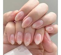 Faux Ongles Doux French Gradient Glitter Tips | Kit de manucure ABS à dos adhésif pour tous les jours, rendez-vous photo, look prêt à l'emploi