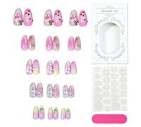 Faux ongles effet papillon rose brillant pour fête de mariage