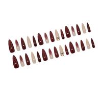 Faux ongles élégants à carreaux avec nœuds en strass pour tous les jours ou occasions spéciales