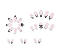 Faux Ongles Élégants Avec Des Points Et Des Nœuds Faux Ongles ABS Réutilisables Pour Femmes Vêtements Quotidiens Et De Fête