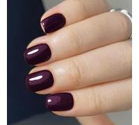 Faux ongles élégants carrés courts à presser sur ongles - Couverture complète - À coller sur un piquet de manucure - Décoration pour parisiennes - Art L - Carré court - À presser - Accessoires de