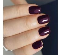 Faux ongles élégants courts carrés à coller sur piquet de manucure pour décoration tendance L brillant