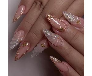 Faux ongles élégants en forme d'amande française en ABS - Confortables pour les sociétés et les fêtes