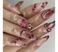 Faux Ongles Élégants En Forme D'amande Qualité Salon À Pression Durabilité ABS 24 Pièces/boîte