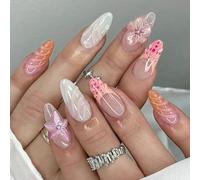 Faux ongles en ABS sculpté floral - Ajustement parfait - Confortable - Pour manucure quotidienne ou fête