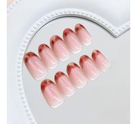 Faux ongles en acrylique à coller courts et ovales motif œil de chat et léopard French Tip XS Faux ongles sans dommage