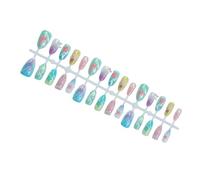 Faux ongles en acrylique en forme d'amande à presser - Avec motifs - Pointes françaises - Colle acrylique pour femme - Transparent