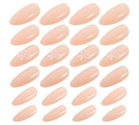 Faux Ongles en Amande 24 Pièces Plastique Rose Brillant | Pose Rapide, Ajustement Sûr, Couverture Complète Confortable, pour Femmes au Quotidien et Sorties Sociales